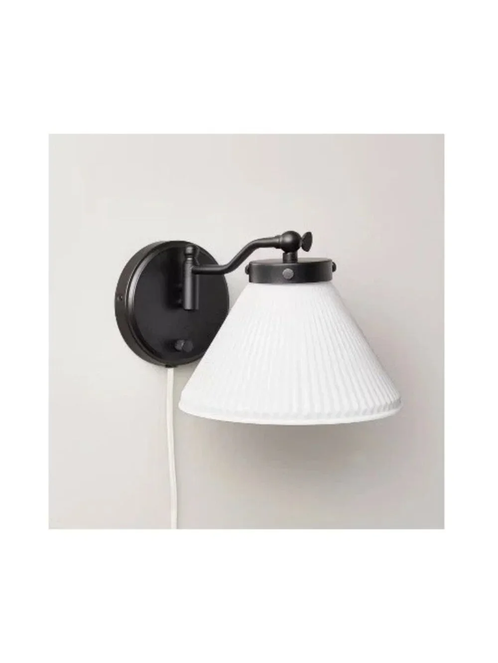 Hearth & Hand Reeded Milk Glass Wall Black Finish Lamp Sconce Hardware or Outlet